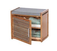 Banc armoire de salle de bain en bambou Bahari - L. 50 x H. 45 cm - Gris