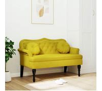 Banc avec coussins en velours - vidaXL - Jaune - 120,5x65x75 cm - Velours doux - Pieds en bois d'hévéa - Capacité 110 kg