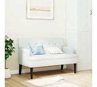 Banc avec dossier et accoudoirs, blanc, 112 x 65,5 x 75 cm, cuir synthétique, pieds en bois massif, rembourrage pour couloir, salle à manger, salon, espace de rangement et garde-robe