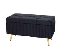 Banc Avec Espace De Rangement Hwc-K50, Banc Rembourré Banc De Garde-Robe, Velours Métal 80x40cm Noir Multicolore
