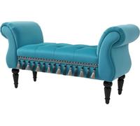 Banc avec rangement - Tabouret de coiffeuse - Meuble d'entrée - Design vintage - 117 x 40 x 58 cm - Bleu