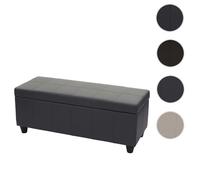 Banc/banquette/coffre de rangement Kriens, 114x45x45cm, similicuir ~ gris mat
