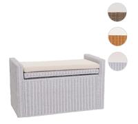 Mendler Banc banquette / coffre de rangement M92 – rotin – Blanc