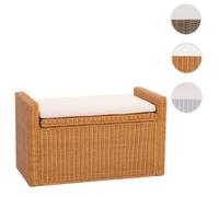 Banc Banquette / Coffre De Rangement M92, Rotin Couleur Miel Multicolore