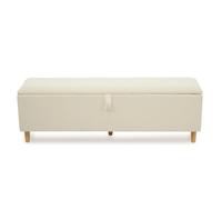 Banc Banquette-lit 165x38cm rangement hydraulique coffre velours côtelé beige - Canapé convertible pour chambre salon couloir