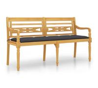 vidaXL Banc Batavia 150 cm en teck massif avec coussin anthracite