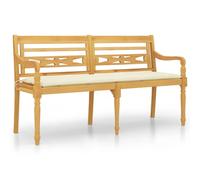 vidaXL Banc Batavia 150 cm – Teck massif – avec coussin crème