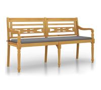 Banc Batavia avec coussin gris 150 cm Bois de teck massif