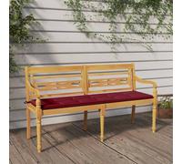 Banc Batavia avec Coussin Gris Siège Jardin Terrasse Bois de Teck Massif vidaXL