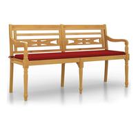 Banc Batavia avec coussin rouge 150 cm Bois de teck massif