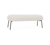Banc. bout de lit avec revêtement bouclette. écru. pieds en métal noir. L 120 x P 41 x H 42.5cm