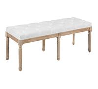 Banc bout de lit - HOMCOM - banquette capitonnée style vintage français rembourrage épais revêtement tissu aspect lin - bois - crème