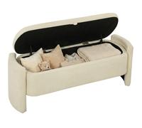 Banc bout de lit - HOMCOM - espace de rangement - pieds en bois d'eucalyptus - tissu bouclé - 118x42x45cm - crème