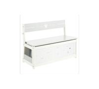 Banc-coffre à jouets pour enfants en bois MDF coloris blanc, L 78 x L 33 x H 56 cm --