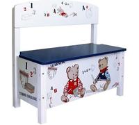 Banc-Coffre à Jouets Teddy College - ROBA - Blanc Imprimé Oursons - Pour enfant