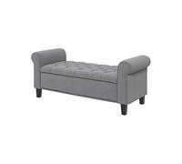 Banc de rangement - HOMCOM - avec accoudoirs - en tissu effet velours rembourré et capitonné - 126 x 48,5 x 57 cm - gris