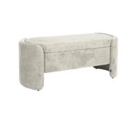 Banc coffre. bout de lit contemporain tissu gris clair. L 110 x P 42 x H 45cm - Kalo