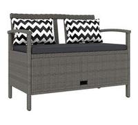Outsunny Banc extšŠrieur jardin 2 places, banc de rangement 160L en rotin PE, avec coussin, 2 oreillers, cadre en acier, 112 cm, gris