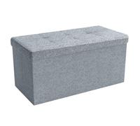 Banc coffre de rangement pliable gris pierre 76 x 38 x 38 cm - pouf cube en tissu, couvercle, assise et repose-pieds