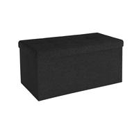Banc coffre de rangement pliable noir 76 x 38 x 38 cm - pouf cube en tissu, couvercle, assise et repose-pieds