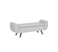 Banc coffre design - banquette avec rangement - dim. 132 x 42 x 50 cm - piètement bois tissu gris clair