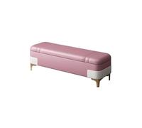 Banc Coffre en Cuir Bout De Lit avec Rangement Et Pieds en Métal | Banquette Moderne, Meuble Repose-Pieds Pour Chambre À Coucher, Entrée, Salon, Salle À Manger,(Pink,L60xW40xH40cm)