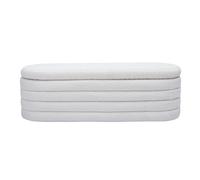 Banc coffre en tissu effet laine bou blanc L125 cm NAVY