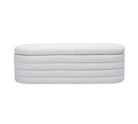 Banc coffre en tissu effet laine bouclée blanc L125 cm NAVY