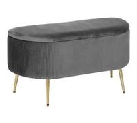Banc coffre en velours gris Solaro Atmosphera Gris G