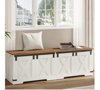 Banc Coffre Multifonction 150 cm Bois Blanc 2 Charnières, Rangement Salon Chambre, Banquette Range Couvertures 40 x 150 x 48,5 cm