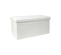Banc coffre pliable en bouclette blanc