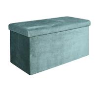 Banc Coffre Pliable en Velours Côtelé Bleu Canard - NEIRA
