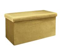 Banc Coffre Pliable en Velours Côtelé Jaune Moutarde - NEIRA