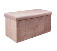 Banc Coffre Pliable en Velours Côtelé Rose - NEIRA