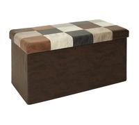 Banc Coffre Pliable Motif Patchwork Aspect Vieux Cuir - METRO