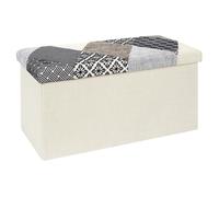 Banc Coffre Pliable ALTOBUY Motif Patchwork Gris Textile 76x38xH38cm Gris