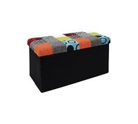 Banc Coffre Pliable Motif Patchwork Multicolore 76x38xH38cm