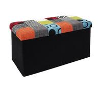 Banc Coffre Pliable Motif Patchwork Multicolore 76x38xH38cm