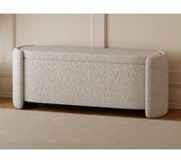 Banc coffre - Tissu bouclette - Blanc cassé - FUNOMI