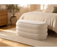 Banc coffre - Tissu bouclette - Blanc - ECAMBI