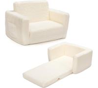 Banc confortable pour enfants - design 2 en 1 - 1 pièce - tissu sherpa - 43,2 x 60 x 43,2 cm
