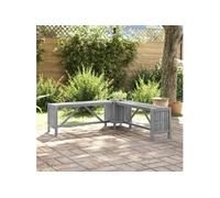vidaXL Banc d'angle de jardin avec bac à plantes 117 cm en bois massif acacia gris