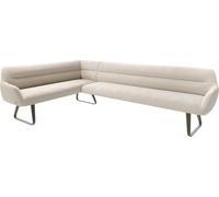 Banc-d'angle Taya-Flex 285x190 cm châssis à Patins Plat Titane bou rème-Blanc Ressort ensaché à Droite Banc-de-Salle-à-Manger