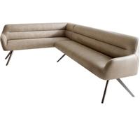 Banc-d'angle Taya-Flex 285x190 cm Pied croisé Angulaire grafiete Microfibre Beige Vintage Ressort ensaché à Droite Banc-de-Salle-à-Manger