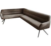 Banc-d'angle Taya-Flex 285x190 cm Pied croisé Angulaire grafiete Microfibre Taupe Vintage Ressort ensaché à Droite Banc-de-Salle-à-Manger