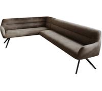 Banc-d'angle Taya-Flex 285x190 cm Pied croisé Angulaire Noir Microfibre Taupe Vintage Ressort ensaché à Droite Banc-de-Salle-à-Manger