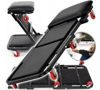 Banc D'Atelier 2 En 1 Et Tabouret Avec Roues - Pliant, Rembourré, Mobile