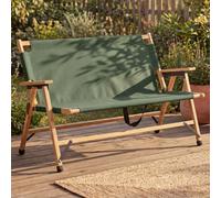 Banc de camping en bambou HWC-Q40, banc d'extérieur, banc de pique-nique, banc de jardin, pliable, poignée de transport, tissu/textile, 117 cm ~ vert