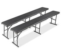 Banc de camping pliable - Banc de jardin pliable - Assise en plastique - Structure en métal - 180 x 28 x 43 cm - Avec poignée de transport - Idéal pour terrasse, balcon, camping et activités en extéri