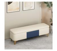 Banc de Chambre Banc de Rangement - d'entrée, Ottoman for Bout lit Chambre à Coucher, bancs Modernes en Simili Cuir for Pied, Banc rembourré avec Pieds dorés(Blanc,120 * 40 * 40cm)